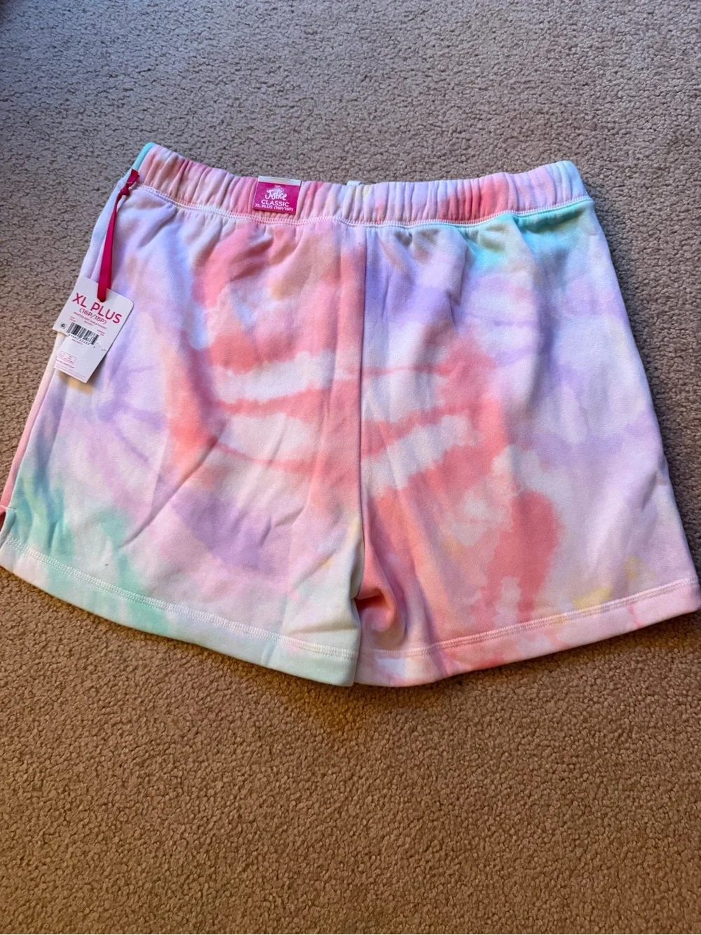 Justice Girls XL Plus 16P/18P Pastel Tie Dye Sweat Shorts Logo NWT